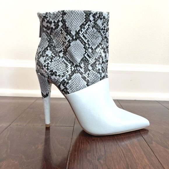 Baby Blue Snakeskin Booties - Picture 1 of 6